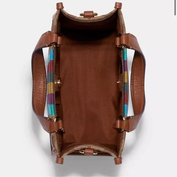 Like New Coach Tan and Multicolor Stripe Tote - Picture 4 of 7